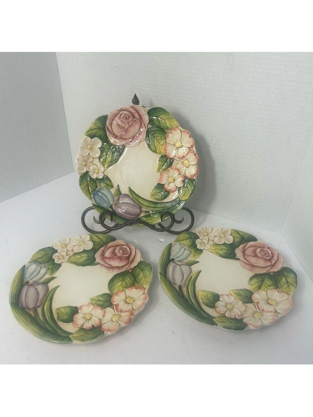 VTG Takahashi Floral Dinner Salad Plates Floral Garden Tea Party set of 3